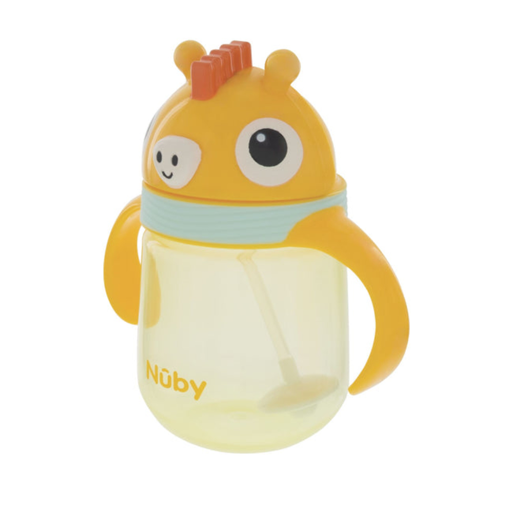 Vaso Clik-It Flip-It Jirafa Nuby Blister x 1 El Vaso Clik-It Flip-It Jirafa de Nuby es ideal para niños mayores de 12 meses. Cuenta con una pajilla de silicona suave, tecnología a prueba de derrames y asas ergonómicas que facilitan el agarre. Su