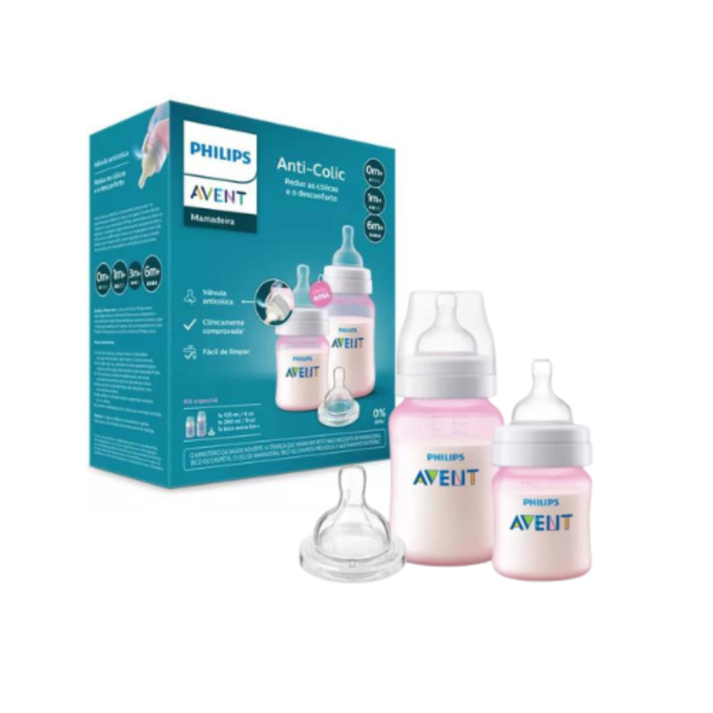 Gif Anti-Colic Set Pink 1 Biberon 2.0 De 4 Y Un Biberon De 9Oz + Teat 6 + Scd809/36 Avent Caja x 3 