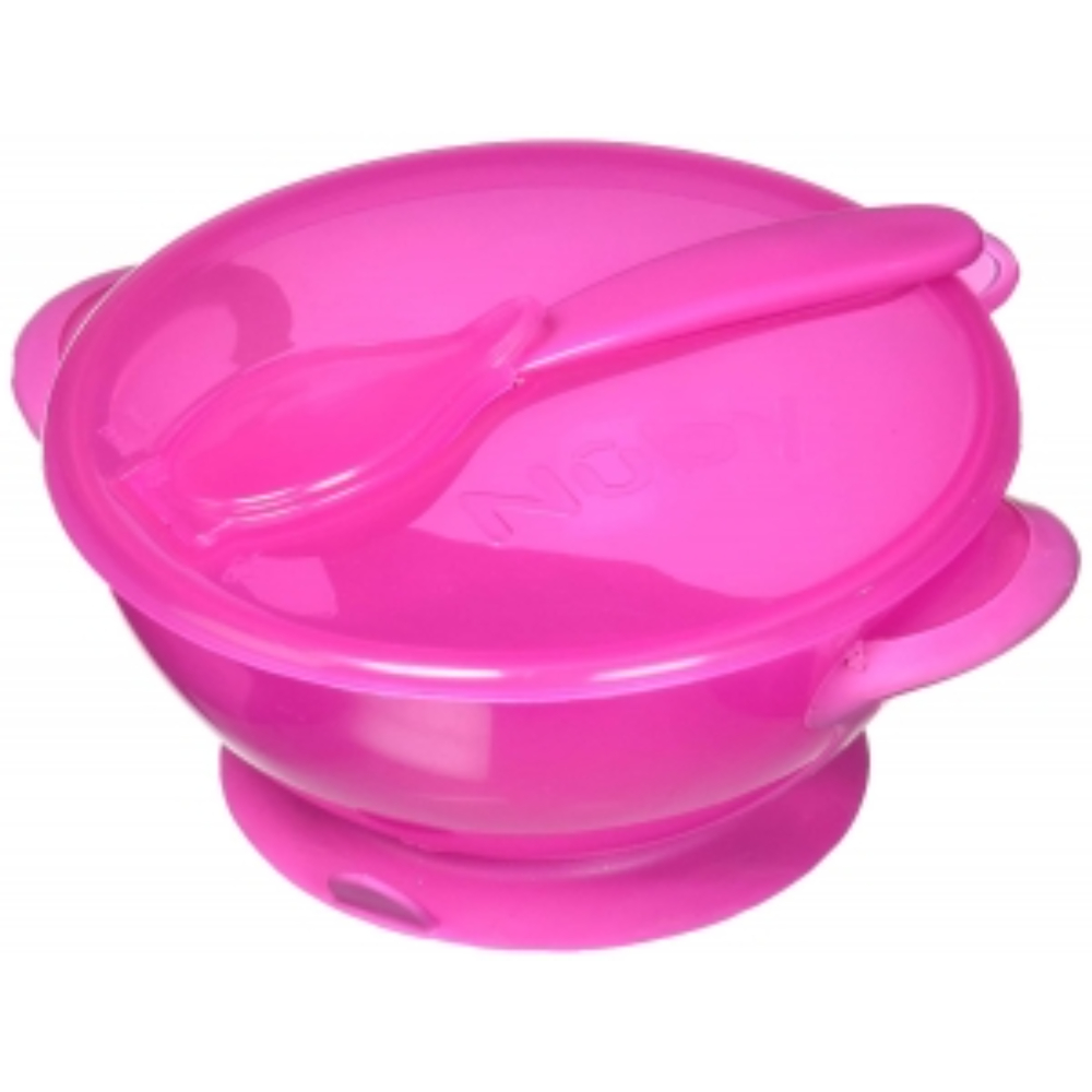Tazón De Succión Con Cuchara Y Tapa Rosa Nuby Blister x 1