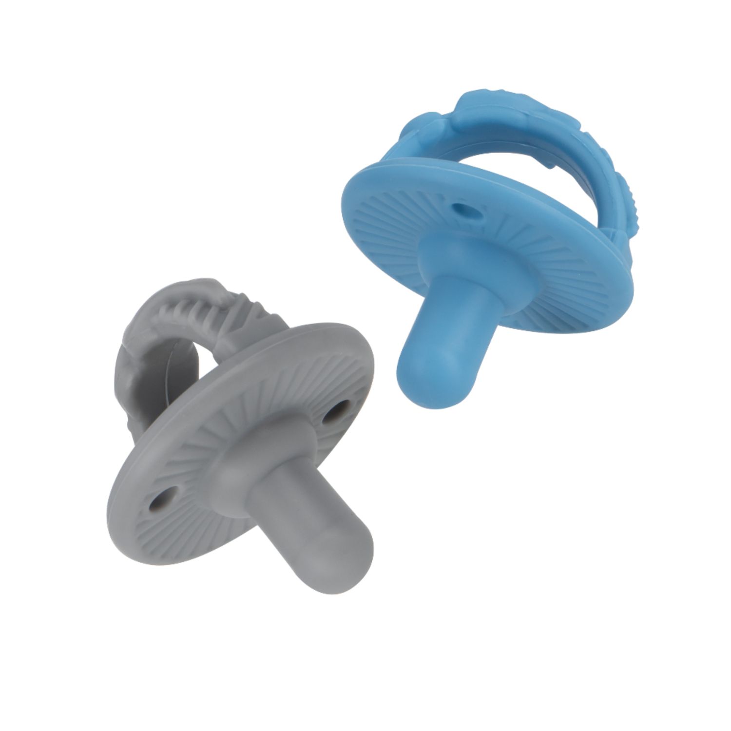 Chupo De Silicona X Dos Unidades 0 + Meses Azul Gris Nuby Blister x 2 